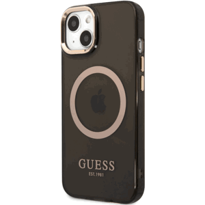 Plastové puzdro Guess na Apple iPhone 13 Pro GUHMP13LHTCMK Translucent MagSafe čierne