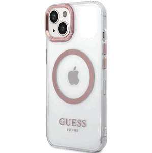 Plastové puzdro Guess na Apple iPhone 13 GUHMP13MHTRMP Transparent MagSafe ružové