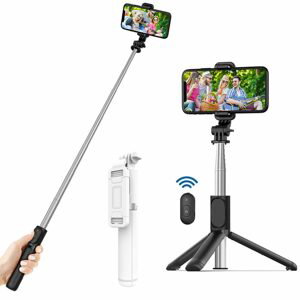 Techsuit Selfie tyč s diaľkovým ovládaním Bluetooth a držiakom na statív Q01, biela