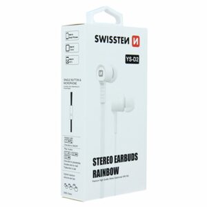 Slúchadlá Swissten Earbuds Rainbow YS-D2, biela