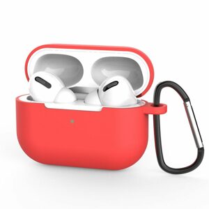 Silikónové mäkké púzdro na AirPods Pro s karabínkou na kľúče, červené (púzdro D)