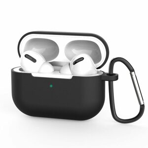 Silikónové mäkké púzdro na AirPods Pro s karabínkou na kľúče, čierne (púzdro D)