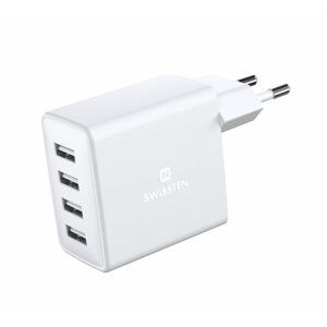 Swissten sieťový adaptér 4x USB 4A 20W, biely