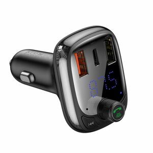 Baseus FM vysielač typ T, Bluetooth 5.0, 2xUSB, USB-C, PD, QC 3.0, microSD