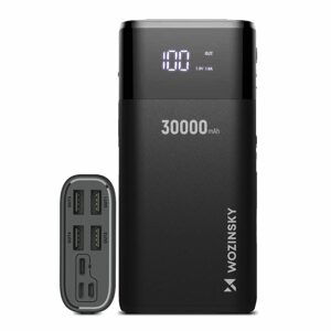 Wozinsky PowerBank 30000mAh 4x USB s LCD displejom, čierna (WPB-001BK)