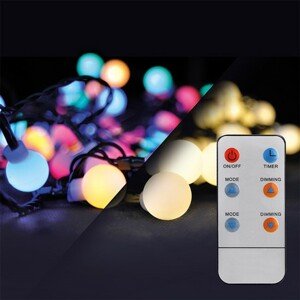 SOLIGHT 1V09-RGB LED 2V1 VON. VIAN. RETAZ, GULE, DIAL. OVL., 200LED, RGB/BIELA, 20M+5M, 8 FUNK.,IP44