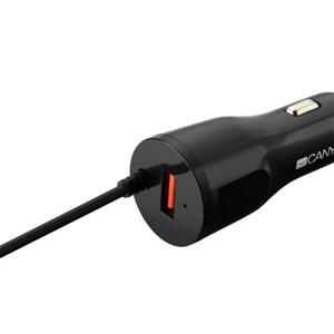 CANYON CNE-CCA033B, UNIVERZALNA AUTONABIJACKA, 1X USB, VYSTUP 5V/2,4A, SMART IC, INTEGROVANY KABEL L