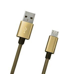 MOBILNET KAB-0095-USB-MICRO DATOVY KABEL MICRO USB ZLATY METALICKY, 1M, 2A