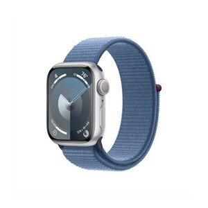 APPLE WATCH SERIES 9 GPS 41MM SILVER ALUMINIUM CASE WITH WINTER BLUE SPORT LOOP, MR923QC/A