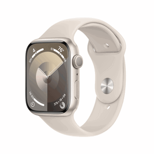 APPLE WATCH SERIES 9 GPS 45MM STARLIGHT ALUMINIUM CASE WITH STARLIGHT SPORT BAND - M/L, MR973QC/A