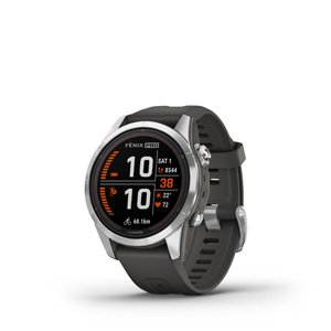 GARMIN FENIX 7S PRO SOLAR, SILVER STAINLESS STEEL, GRAPHITE BAND 010-02776-01