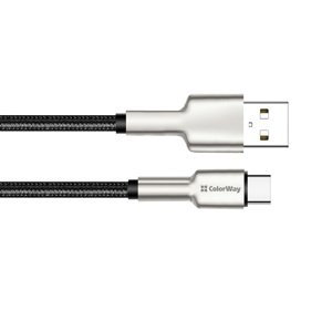 COLORWAY KABEL USB TYPE-C (HEAD METAL) 2.4A 1M, BLACK (CW-CBUC046-BK)