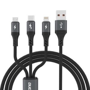 Dudao L3E 3in1 kábel USB - Micro USB / USB-C / Lightning 60W 1.2m, čierny
