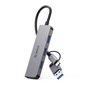 Orico YSA5-U3 HUB adaptér USB / USB-C - 3x USB 2.0 / USB 3.0. šedý