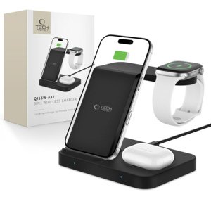 Tech-Protect A37 3in1 bezdrôtová nabíjačka na mobil / Apple Watch / AirPods, čierna