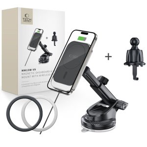 Tech-Protect V9 MagSafe magnetický držiak na mobil do auta 15W, čierny