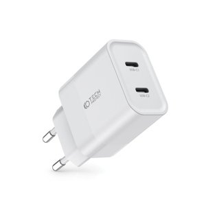 Tech-Protect C20W sieťová nabíjačka 2x USB-C 20W PD, biela