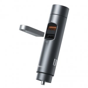 Baseus Energy Column Bluetooth FM Transmitter autonabíjačka 2x USB QC3.0 3A, sivý (CCNLZ-C0G)