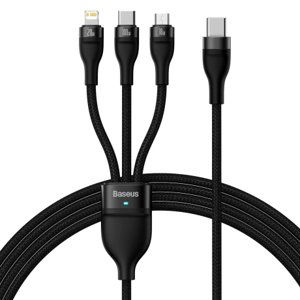 Baseus Flash 3in1 kábel USB-C - micro USB / USB-C / Lightning 100W 1.5m, čierny (CASS030201)