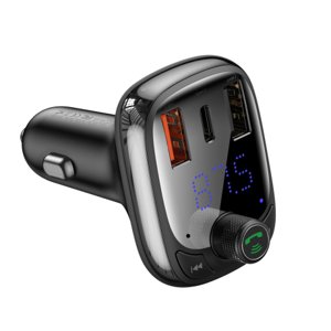 Baseus S-13 Bluetooth Transmitter autonabíjačka 2x USB / USB-C 28W, čierna