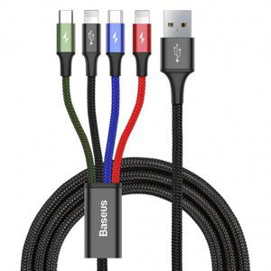 Baseus Rapid kábel USB / 2x Lightning / USB-C / Micro USB 3.5A 1.2m, čierny (CA1T4-A01)