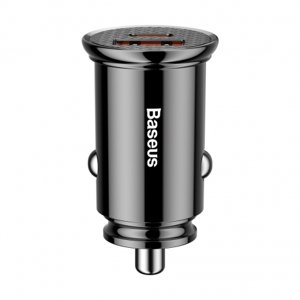 Baseus Circular USB / USB-C 30W autonabíjačka, čierna (CCALL-YS01)