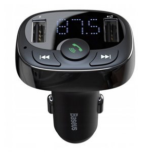Baseus T-Typed FM Transmitter Bluetooth + nabíjačka 2x USB 3.4A, čierna (CCTM-01)