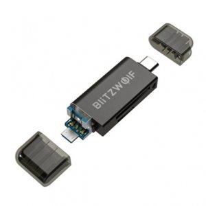 Blitzwolf BW-CR1 čítačka kariet SD USB-C / USB-A, čierna (BW-CR1)