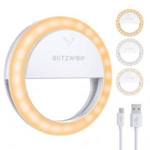 Blitzwolf BW-SL0 Selfie Ring kruhové LED svetlo na mobil, biele (BW-SL0 Pro)