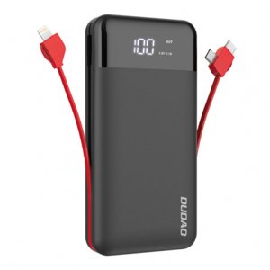 Dudao K1Pro Power Bank 20000mAh 2x USB + kábel Lightning / USB-C / Micro USB, čierny (K1Pro-black)