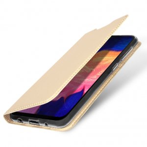 DUX DUCIS Skin Pro knižkové kožené púzdro pre Samsung Galaxy A10, zlaté