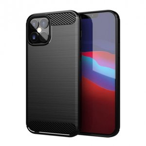 MG Carbon Case Flexible silikónový kryt na iPhone 12 / 12 Pro, čierny