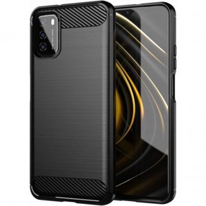 MG Carbon Case Flexible silikónový kryt na Xiaomi Poco M3 / Redmi 9T, čierny