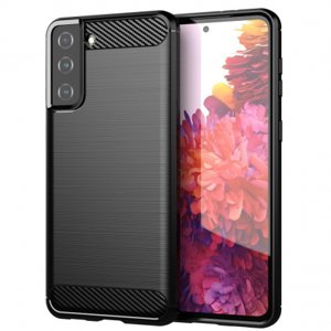 MG Carbon Case Flexible silikónový kryt na Samsung Galaxy S21 Plus 5G, čierny