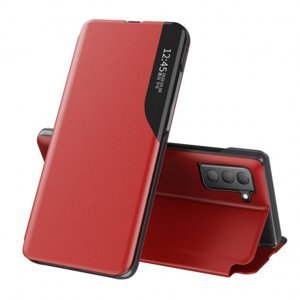 MG Eco Leather View knižkové puzdro na Samsung Galaxy S21 FE, červené