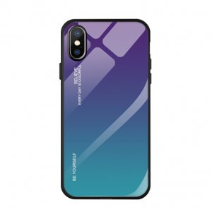 MG Gradient Glass plastové púzdro na iPhone XS Max, modré-fialové