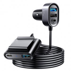 Joyroom JR-CL05 autonabíjačka 3x USB QC3.0 / 2x USB-C PD 75W 1.5m, čierna (JR-CL05)