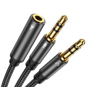 Joyroom Splitter audio kábel 3.5mm mini jack / 2x 3.5mm mini jack F/M, čierny (SY-A05)