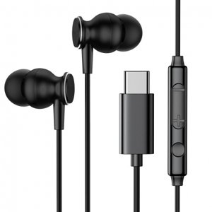 Joyroom JR-EC04 slúchadlá do uší USB-C, čierne (JR-EC04 Black)