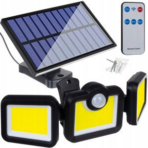 MG Solar Street solárna lampa 171 LED COB 36W 3m, čierna