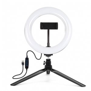 PULUZ Tripod stolné kruhové LED svetlo 7.9'', čierne (PKT3073B)