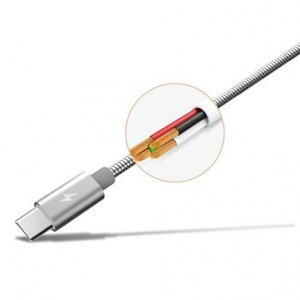 REMAX RC-080a Silver Serpent kábel USB / USB-C 2.1A 1m, strieborný