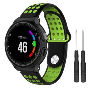 BStrap Silicone Sport remienok na Garmin Forerunner 235, black/green (SGA002C02)