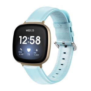 BStrap Leather Lux remienok na Fitbit Versa 3, light blue (SFI012C05)