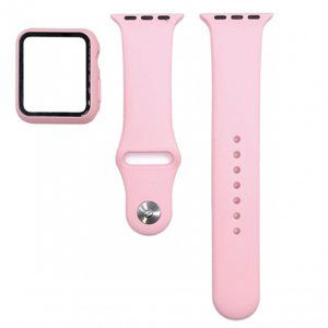BStrap Silicone remienok s puzdrom na Apple Watch 38mm, pink (SAP012C03)