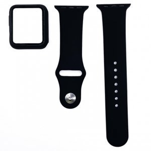 BStrap Silicone remienok s puzdrom na Apple Watch 40mm, black (SAP012C05)