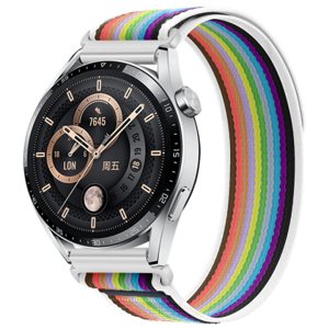 BStrap Velcro Nylon remienok na Huawei Watch GT2 42mm, white rainbow (SSG028C0406)