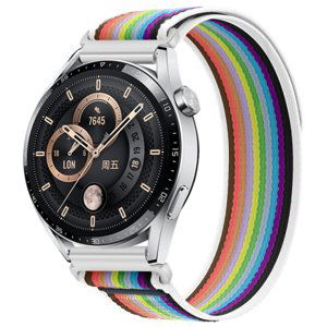 BStrap Velcro Nylon remienok na Huawei Watch GT3 42mm, white rainbow (SSG028C0407)