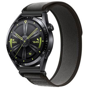 BStrap Velcro Nylon remienok na Huawei Watch 3 / 3 Pro, black gray (SSG029C0210)