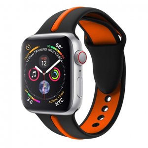 BStrap Silicone Line remienok na Apple Watch 38/40/41mm, Black Orange (SAP006C04)